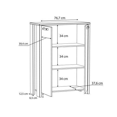 Comoda Clif, 2Usi, Lemn Vintage & Beton Optic Gri Inchis, 115 x 41.5 x 86.5 Cm-01