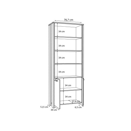 Etajera Clif, Lemn Vintage & Beton, 86,7 x 220,7 x 41,6 Cm-01