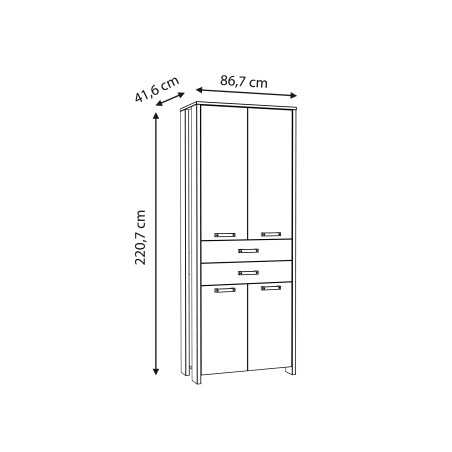 Dulap Clif, Lemn Vintage & Beton Optic Gri Inchis, 86,7 x 220,7 x 41,6 Cm-01