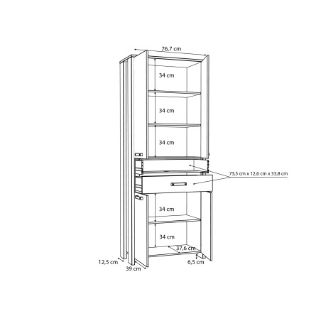 Dulap Clif, Lemn Vintage & Beton Optic Gri Inchis, 86,7 x 220,7 x 41,6 Cm-01