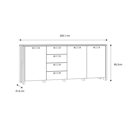 Bufet Clif, Lemn Vintage & Beton Optic Gri Inchis, 206,1 x 86,3 x 41,6 Cm-01