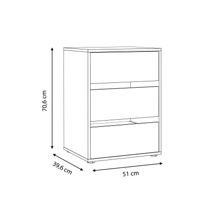 Comoda Interior Dulap Kashmir, Gri, 51 x 70,6 x 39,6 Cm-01