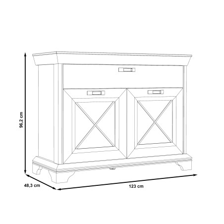 Bufet 3Usi+4Sertare Kashmir, Pin Alb, 177,7 x 96,2 x 48,3 Cm-01