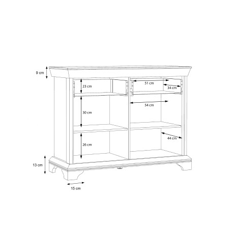 Bufet 3Usi+4Sertare Kashmir, Pin Alb, 177,7 x 96,2 x 48,3 Cm-01