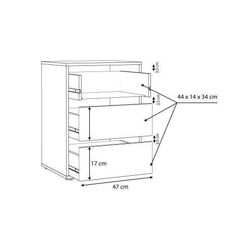 Comoda Interior Dulap Aristyda, Gri, 51 x 70,6 x 39,6 Cm-01