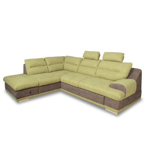 Coltar extensibil cu lada Seaside, Stanga, Verde & Gri, 2640 x 880 x 2170 mm.-01