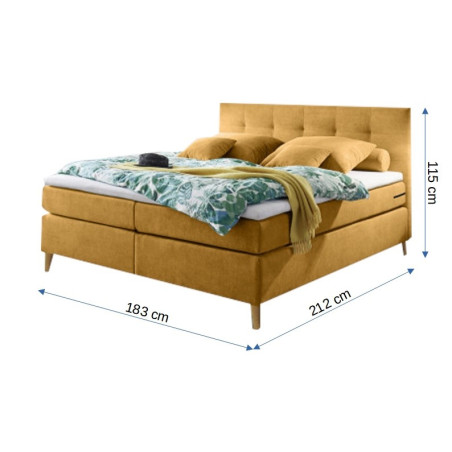 Pat Boxsprings Missouri Cu Saltea Si Somiera Inclusa, Galben, 160 x 200 cm-01