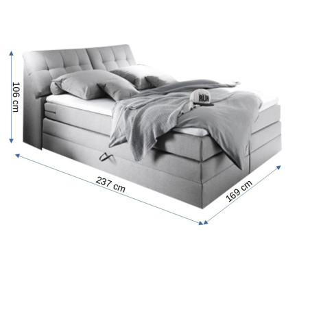 Pat Boxsprings Space Cu Saltea Si Somiera Inclusa, Argintiu, 160 x 200 cm-01