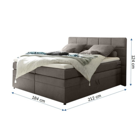 Pat Boxsprings Tacoma Cu Saltea Si Somiera Inclusa, Gri, 160 x 200 cm-01