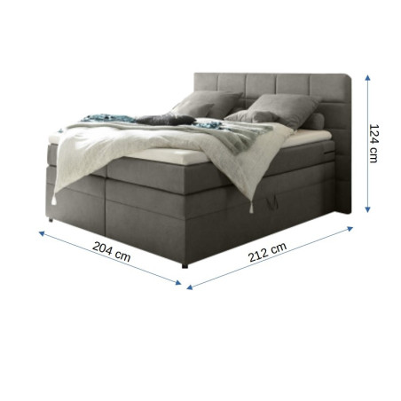 Pat Boxsprings Tacoma Cu Saltea Si Somiera Inclusa, Gri deschis, 180 x 200 cm-01