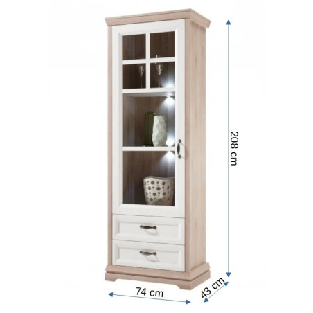 Vitrina 1Usa + 2Sertare Avenue, Stejar & Anderson Pine, 208 x 43 x 74 Cm-01