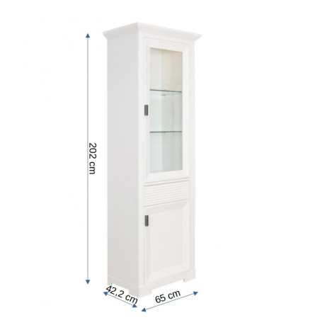 Vitrina Verona Bianco, 2Usi + 1Sertar, Alb, 200 x 42 x 65 Cm-01