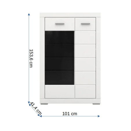 Vitrina Snow, Alb Mat, 153.5 x 41.5 x 101 Cm-01