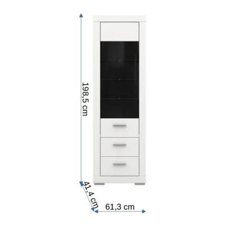 Vitrina Snow, Alb, 198.5 x 41.5 x 61.5 Cm-01