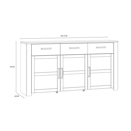 Comoda Boho, Stejar Riviera & Stejar Bleumarin, 166,1 x 87,2 x 42 Cm-01