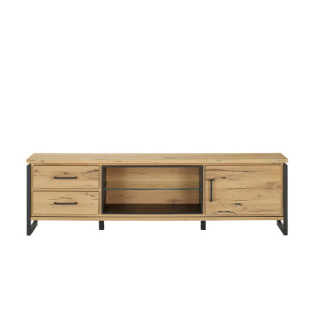 Comoda TV Reno, Smoked Oak, Furnir Din Lemn Masiv, 170 x 41 x 60 Cm-01