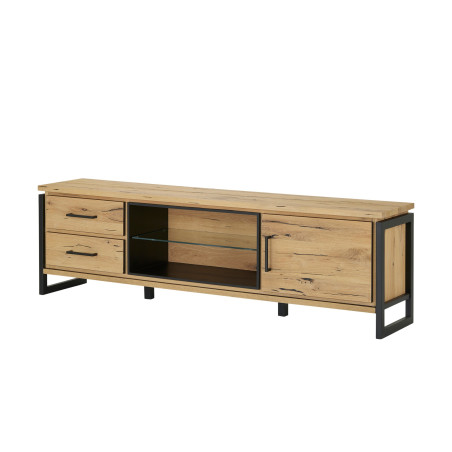 Comoda TV Reno, Smoked Oak, Furnir Din Lemn Masiv, 170 x 41 x 60 Cm-01