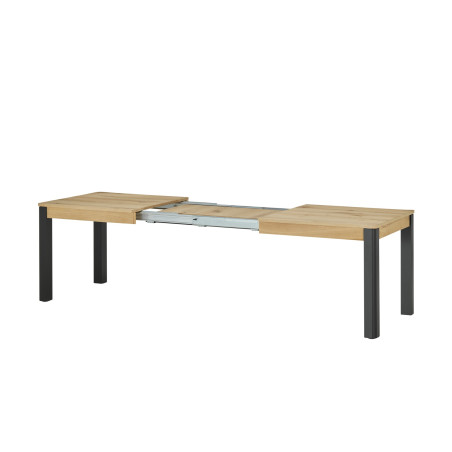 Masa Tulsa, Extensibila, Smoked Oak & Negru, Furnir Din Lemn Masiv, 180/280 x 90 x 76.5 Cm-01