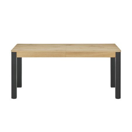 Masa Tulsa, Extensibila, Smoked Oak & Negru, Furnir Din Lemn Masiv, 180/280 x 90 x 76.5 Cm-01