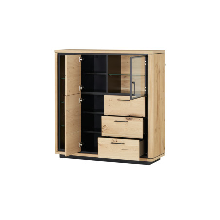 Highboard Tulsa, Smoked Oak, Furnir Din Lemn Masiv, 122,6 x 42 x 126,5 Cm-01