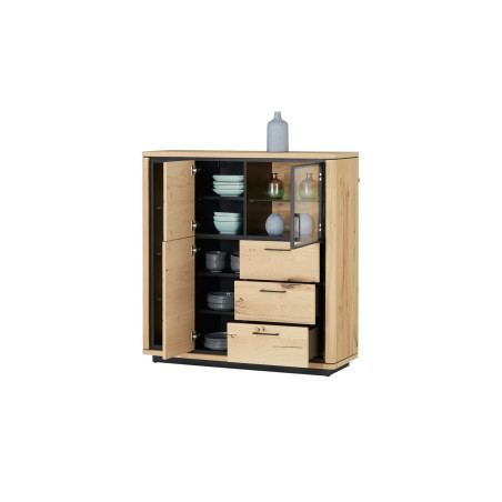 Highboard Tulsa, Smoked Oak, Furnir Din Lemn Masiv, 122,6 x 42 x 126,5 Cm-01