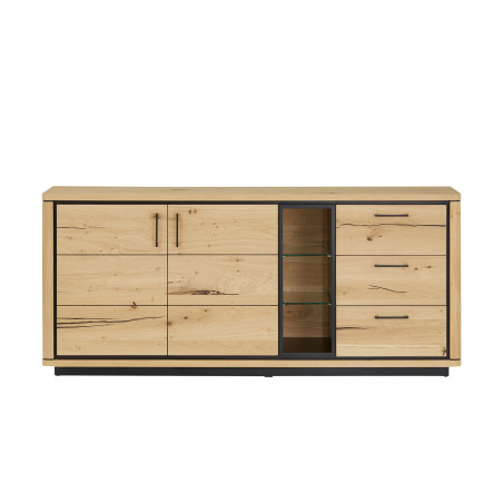 Bufet 2 Usi + 3 Sertare Tulsa, Smoked Oak, Furnir Din Lemn Masiv, 186,2 x 42 x 81,7 Cm-01