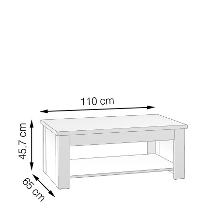 Masa Cafea Dimond, Alb & Alb Lucios, 110 x 44,4 x 65 Cm-01