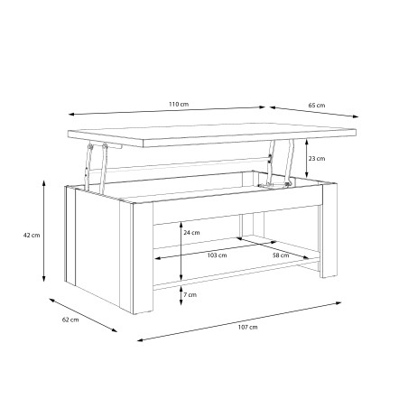 Masa Cafea Dimond, Alb & Alb Lucios, 110 x 44,4 x 65 Cm-01