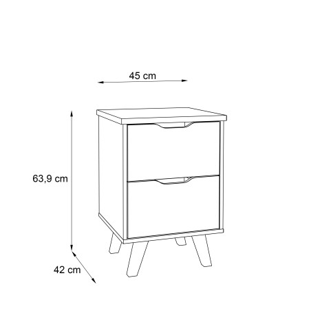 Noptiera Vankka Stejar Pardosit & Alb, 45 x 63,9 x 42 Cm-01