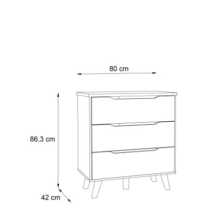 Comoda Vankka, Stejar Pardosit & Alb, 80 x 86,3 x 42 Cm-01