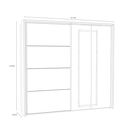 Dulap Soprano, Alb & Alb Lucios, 231,1 x 215,9 x 63,9 Cm-01