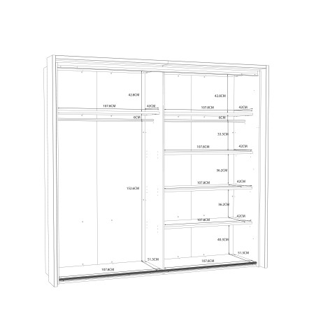 Dulap Soprano, Alb & Alb Lucios, 231,1 x 215,9 x 63,9 Cm-01