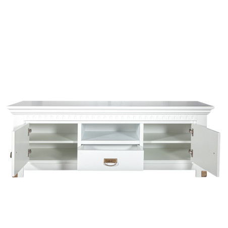 Comoda TV 2Usi+1Sertar Saint Tropez, Alb, 160 x 50 x 58 Cm-01