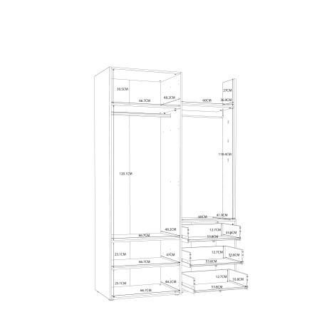 Garderoba Canberra, Gri Wolfram Uni & Alb, 134,2 x 207,8 x 51,7 Cm-01