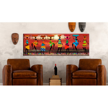 Tablou African Women Dancing - Marime, 120 Cm X 40 Cm-Resigilat-01