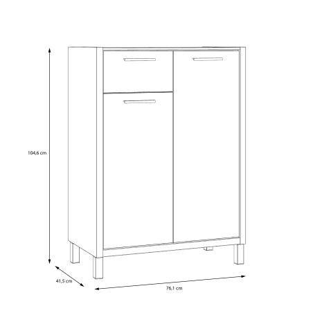 Pantofar Freetown, Stejar Catania & Alb Mat, 76,1 x 104,6 x 41,5 Cm-01