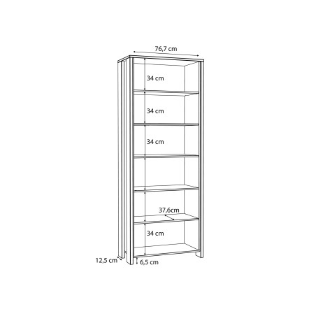 Etajera Clif, Lemn Vintage & Beton Optic Gri Inchis, 86,7 x 220,7 x 41,6 Cm-01