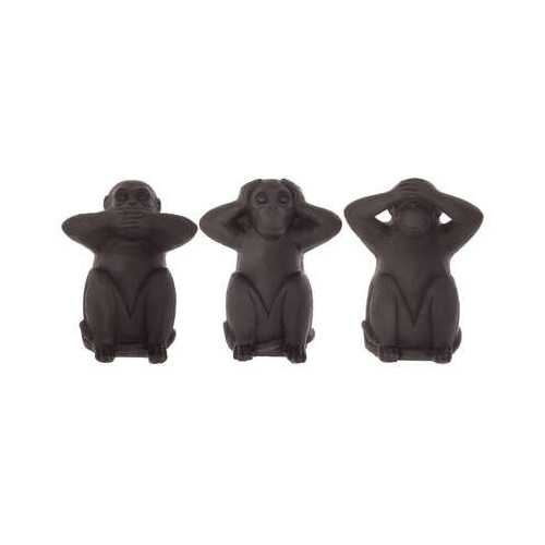 Set 3 Decoratiuni Monkey Negru H23 Cm