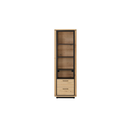 Biblioteca 2 Sertare Tulsa, Smoked Oak, Furnir Din Lemn Masiv, 62 x 36 x 193,7 Cm-01