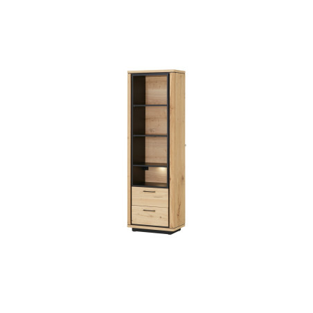 Biblioteca 2 Sertare Tulsa, Smoked Oak, Furnir Din Lemn Masiv, 62 x 36 x 193,7 Cm-01