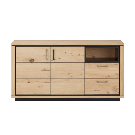 Bufet 2 Usi + 2 Sertare Tulsa, Smoked Oak, Furnir Din Lemn Masiv, 158 x 42 x 81,7 Cm-01