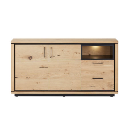 Bufet 2 Usi + 2 Sertare Tulsa, Smoked Oak, Furnir Din Lemn Masiv, 158 x 42 x 81,7 Cm-01