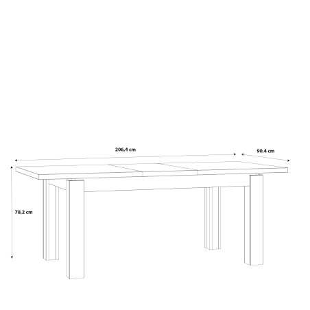 Masa Extensibila Kaszimiro, Natur, 206,6 x 78,2 x 90 Cm-01