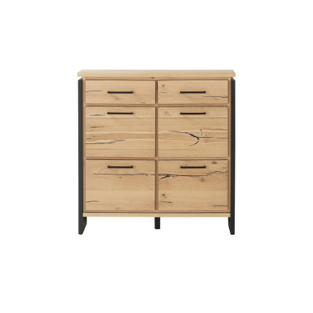 Comoda Pantofi 4Usi+2Sertare Reno Smoked Oak, Furnir Din Lemn Masiv, 106,2 x 38 x 110 Cm-01