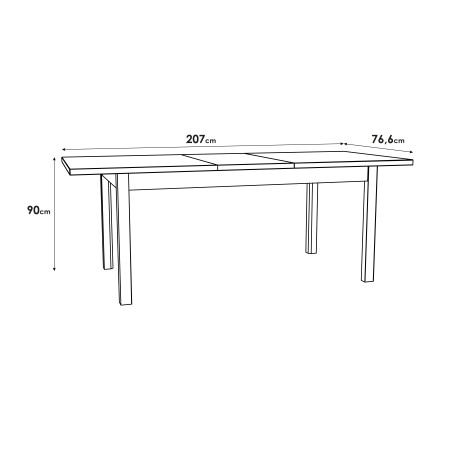 Masa Extensibila Solletico, Stejar Bartex, 160,4-207 x 76,6 x 90 Cm-01