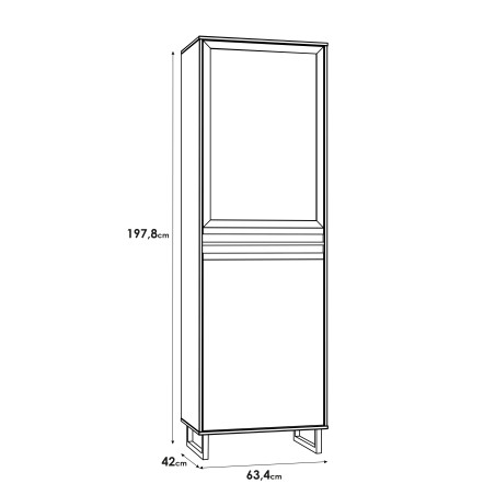 Vitrina Solletico, Stejar Bartex & Stejar Spica, 63,4 x 197,8 x 42 Cm-01