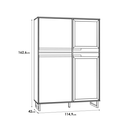 Vitrina Solletico, Stejar Bartex & Stejar Spica, 114,9 x 62,6 x 42 Cm-01