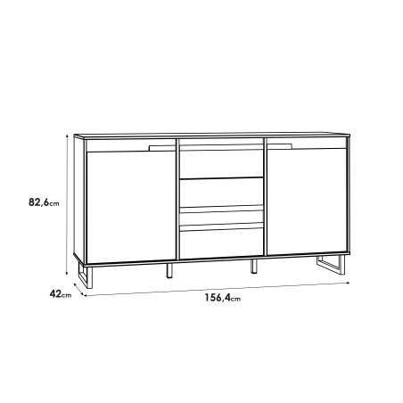 Comoda Solletico, Stejar Bartex & Stejar Spica, 156,4 x 82,6 x 42 Cm-01