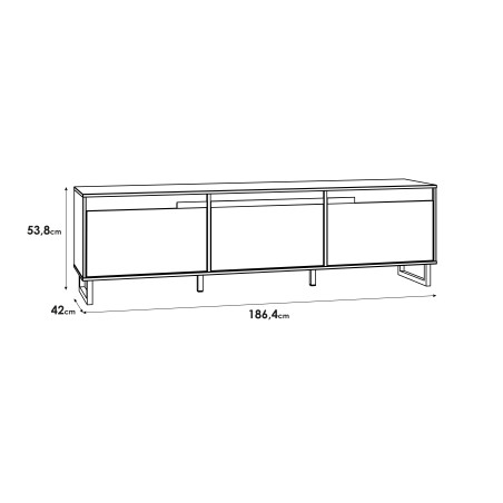 Comoda TV Solletico, Stejar Bartex & Stejar Spica, 186,4 x 53,8 x 42 Cm-01