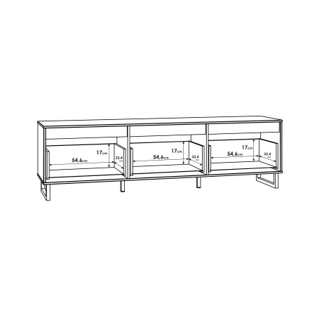 Comoda TV Solletico, Stejar Bartex & Stejar Spica, 186,4 x 53,8 x 42 Cm-01